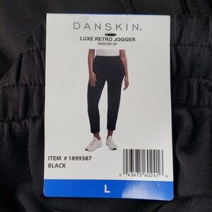Danskin Luxe Retro Black Elastic Waist Stretch Jogger Pants Size Large